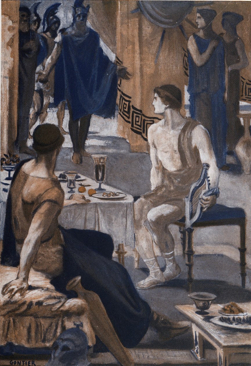 Akhilleusz fogadja Agamemnon követeit. Clement Gontier (1876-1918) illusztrációja Homere „The Ilias” (Omero) című művéhez. Paris, Henri Laurens alkotó: Clement Gontier