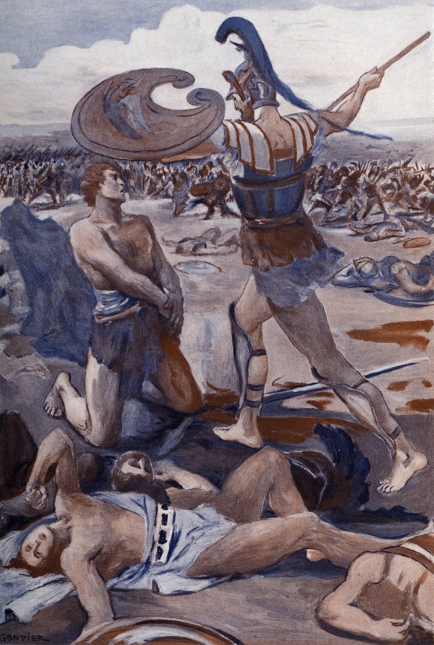 Patrocles halála: Hector megöli Patroklest. Clement Gontier (1876-1918) illusztrációja Homere „The Ilias” (Omero) című művéhez. Paris, Henri Laurens alkotó: Clement Gontier