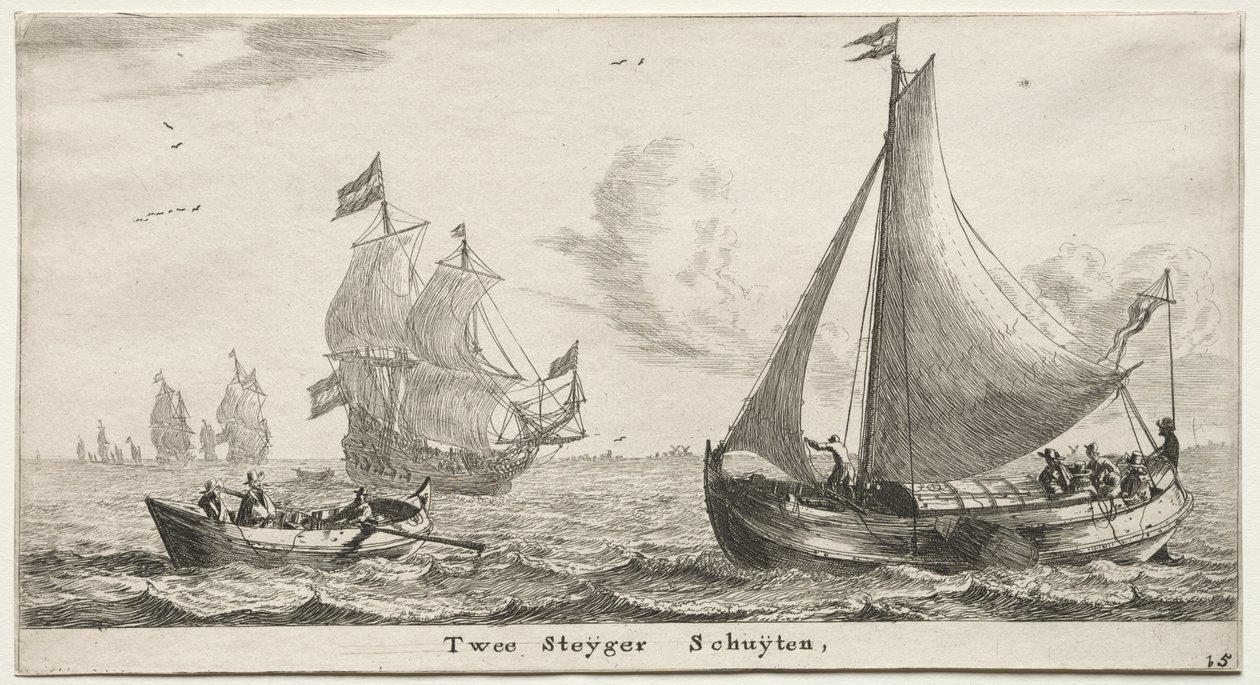 Különféle hajók és Amszterdam kilátásai (Verscheÿde Ships és Gesichten van Amstelredam), II. rész: Két mólóhajók alkotó: Clement de Jonghe