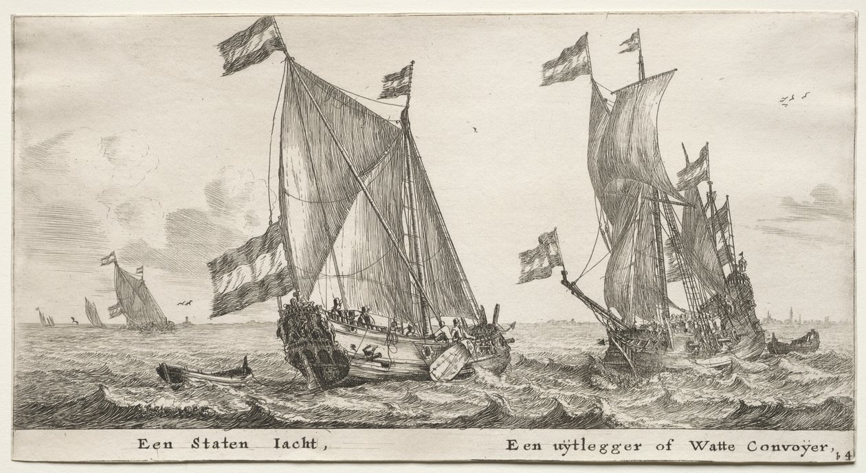 Különféle hajók és Amszterdam kilátásai (Verscheÿde Schepen en Gesichten van Amstelredam), II. rész: Holland Admiralitás jachtja. Egy őrhajó alkotó: Clement de Jonghe