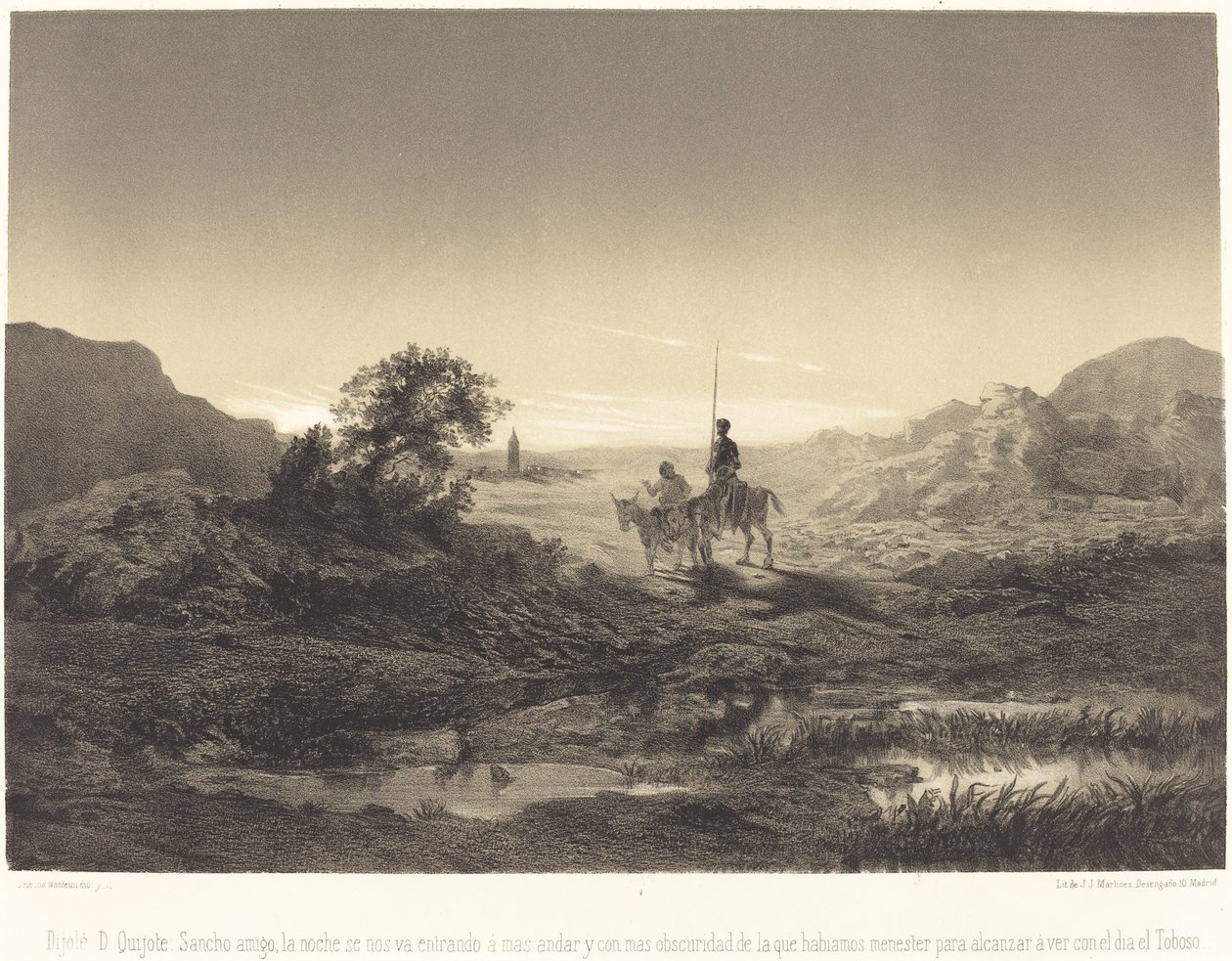 D. Quijote azt mondta: sancho barátom, az éjszaka egyre közelebb van hozzánk... alkotó: Célestin Nanteuil
