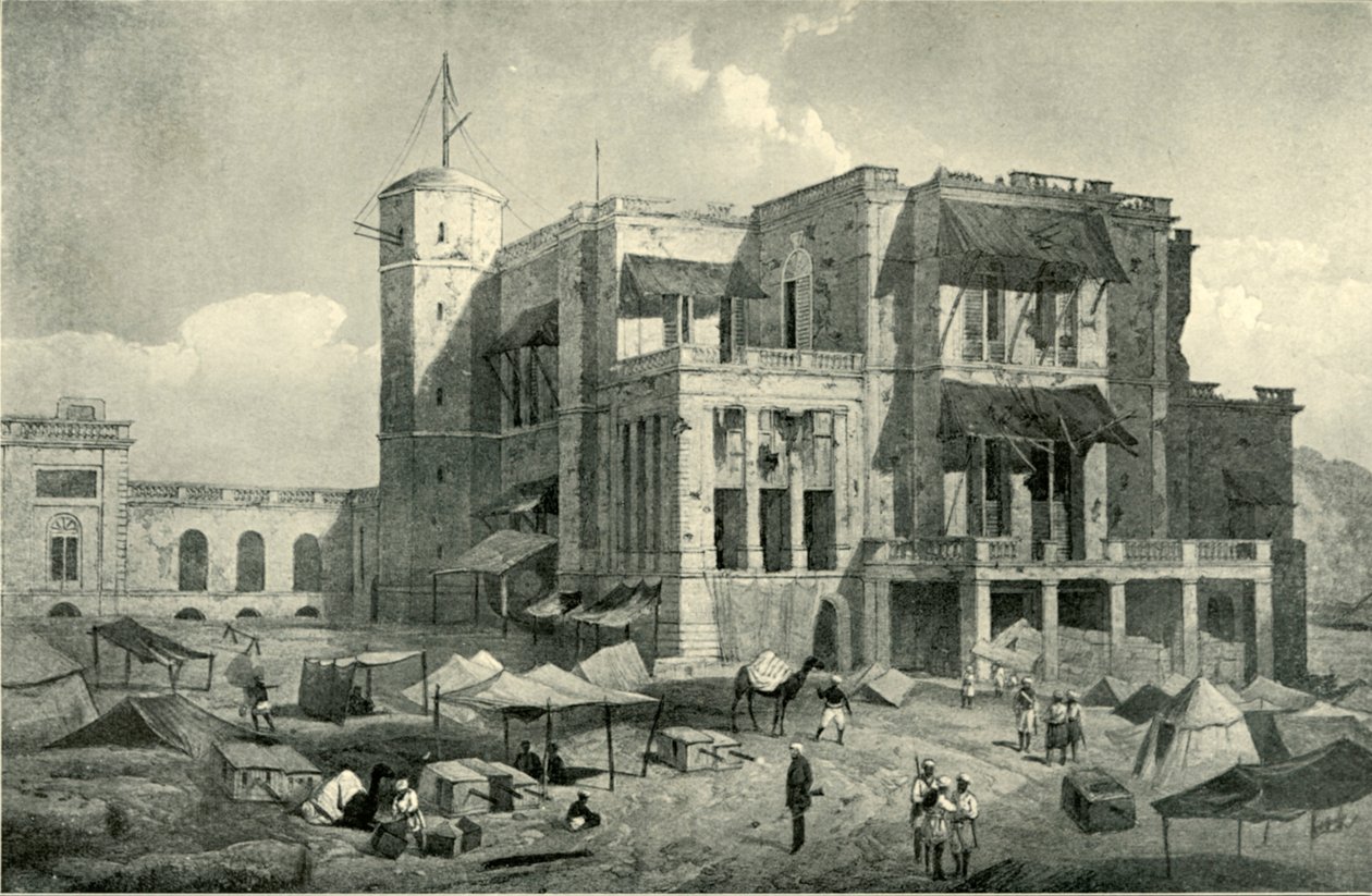 A rezidencia elölnézete, Lucknow, A segélyezés után, c1858, 1901. alkotó: Clifford Henry Mecham