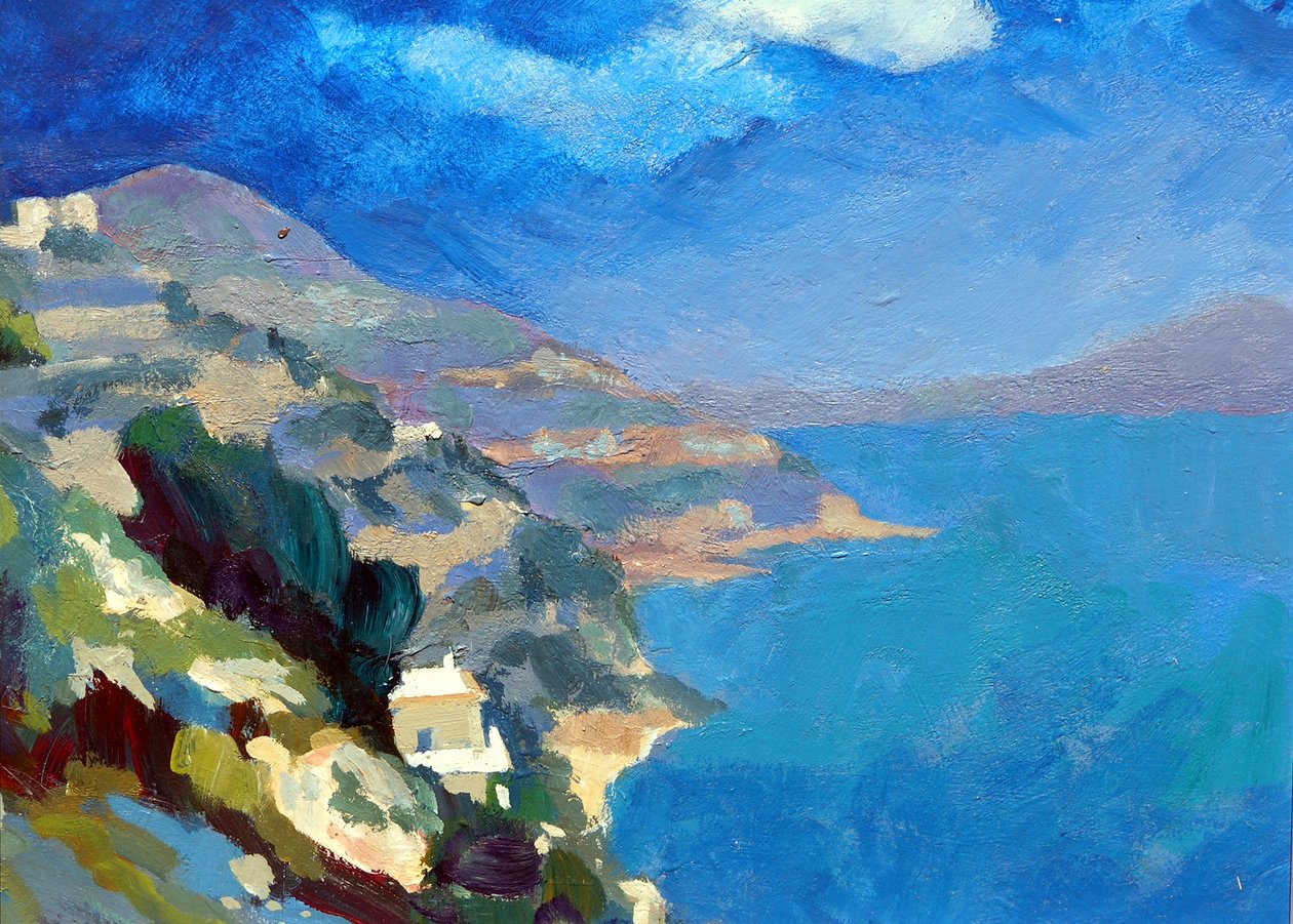 Amalfi-part, 2007 (akril a fedélzeten) alkotó: Clive Metcalfe