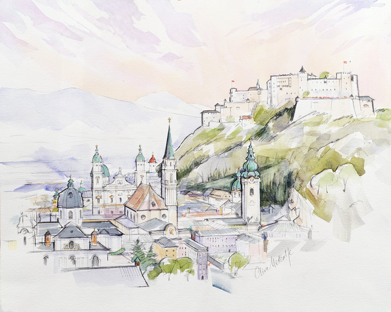 Salzburg Sunrise (wc papíron) alkotó: Clive Metcalfe