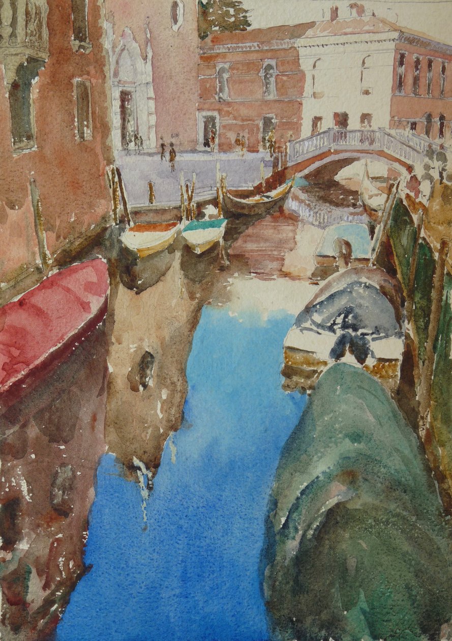 Rio Dei Frari, Téli Nap, 2019 (akvarell) alkotó: Clive Wilson