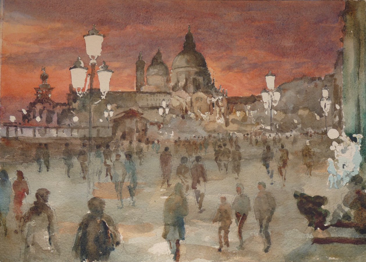Riva Dei Schiavoni, Szenteste, 2019 (akvarell) alkotó: Clive Wilson