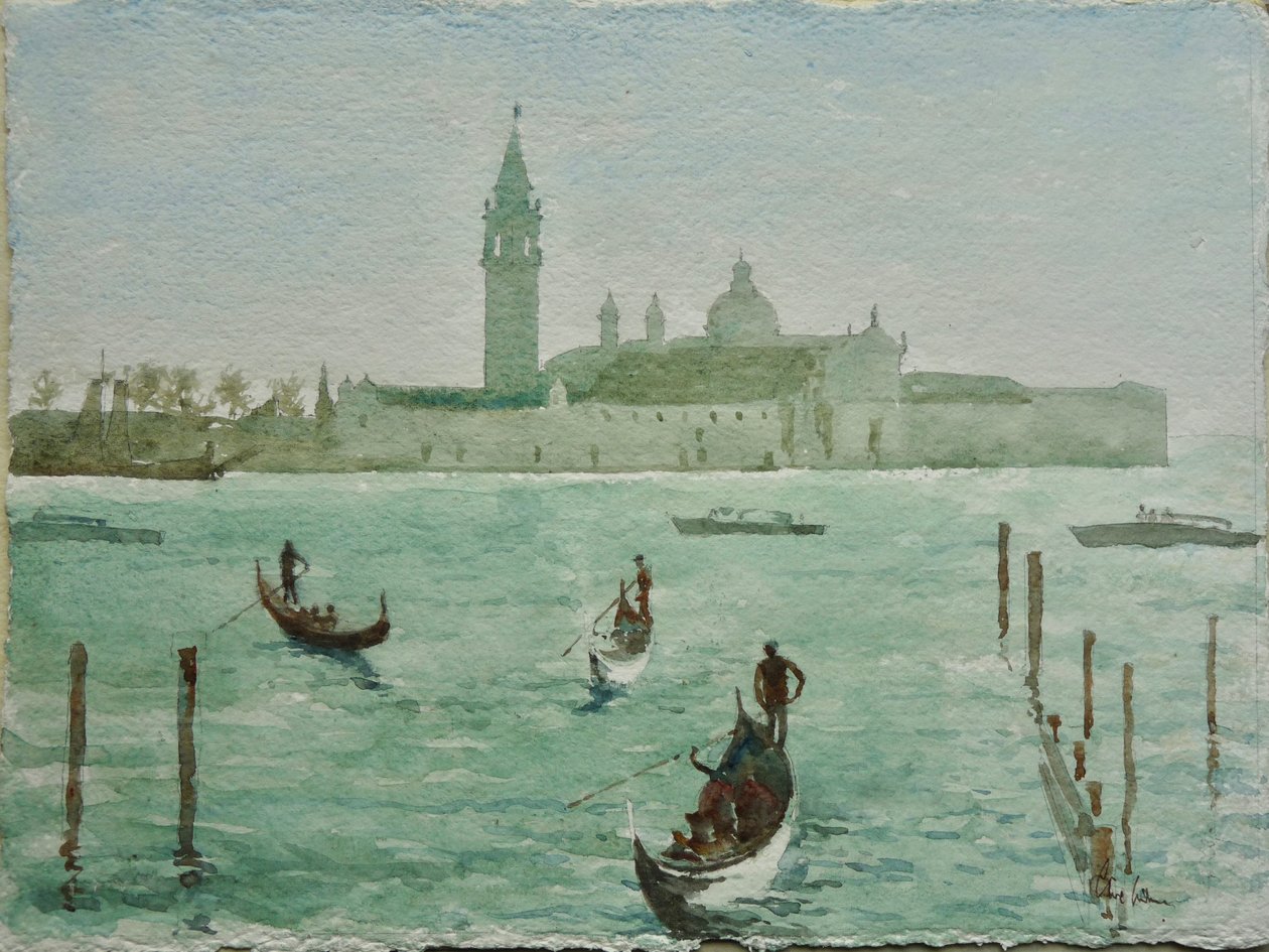 S.M.Maggiore, Napsütéses téli reggel, 2020 (akvarell) alkotó: Clive Wilson