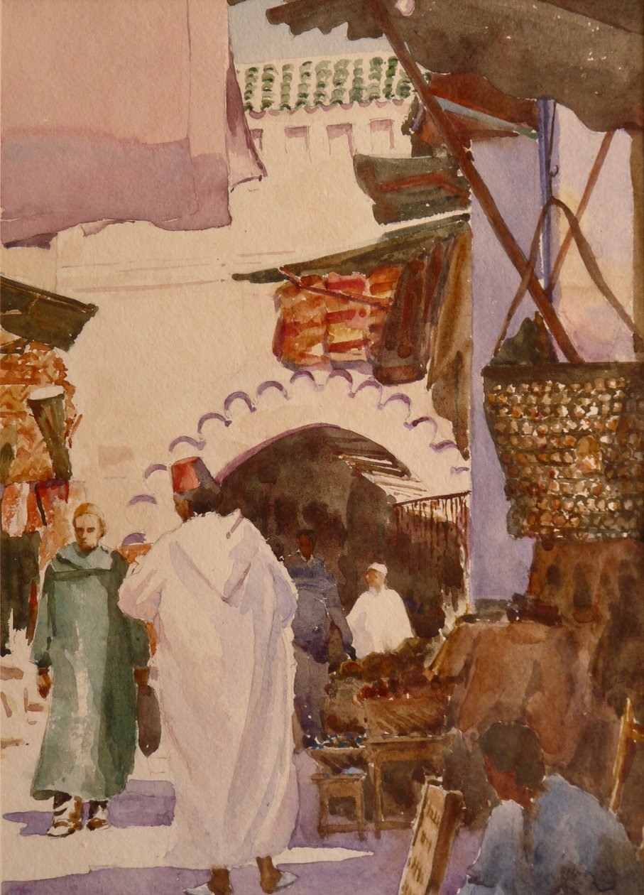 Souk des teinturiers, Marrakesh, 2001 (akvarell) alkotó: Clive Wilson