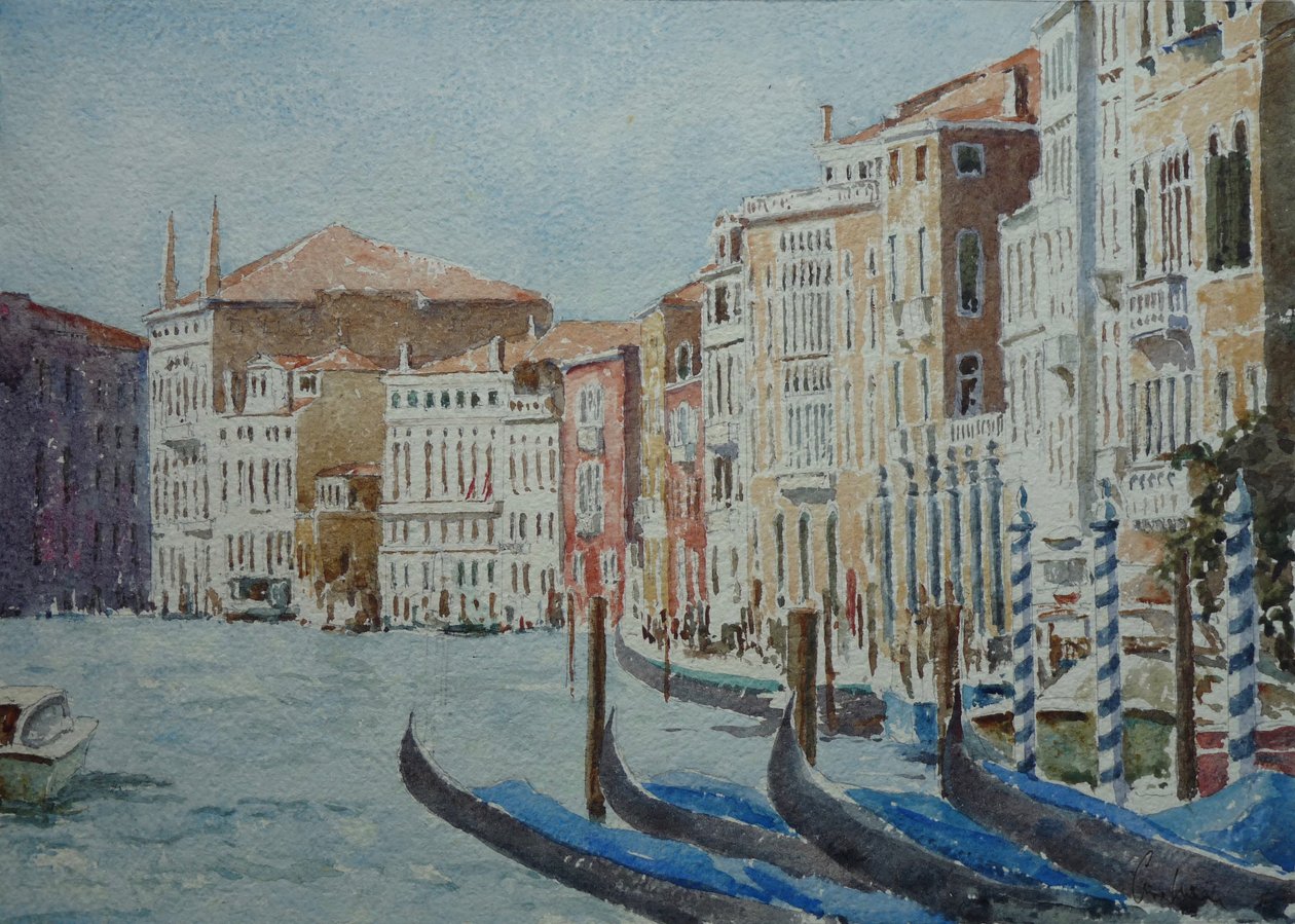 A Palazzo Balbi felé, 2020 (akvarell) alkotó: Clive Wilson