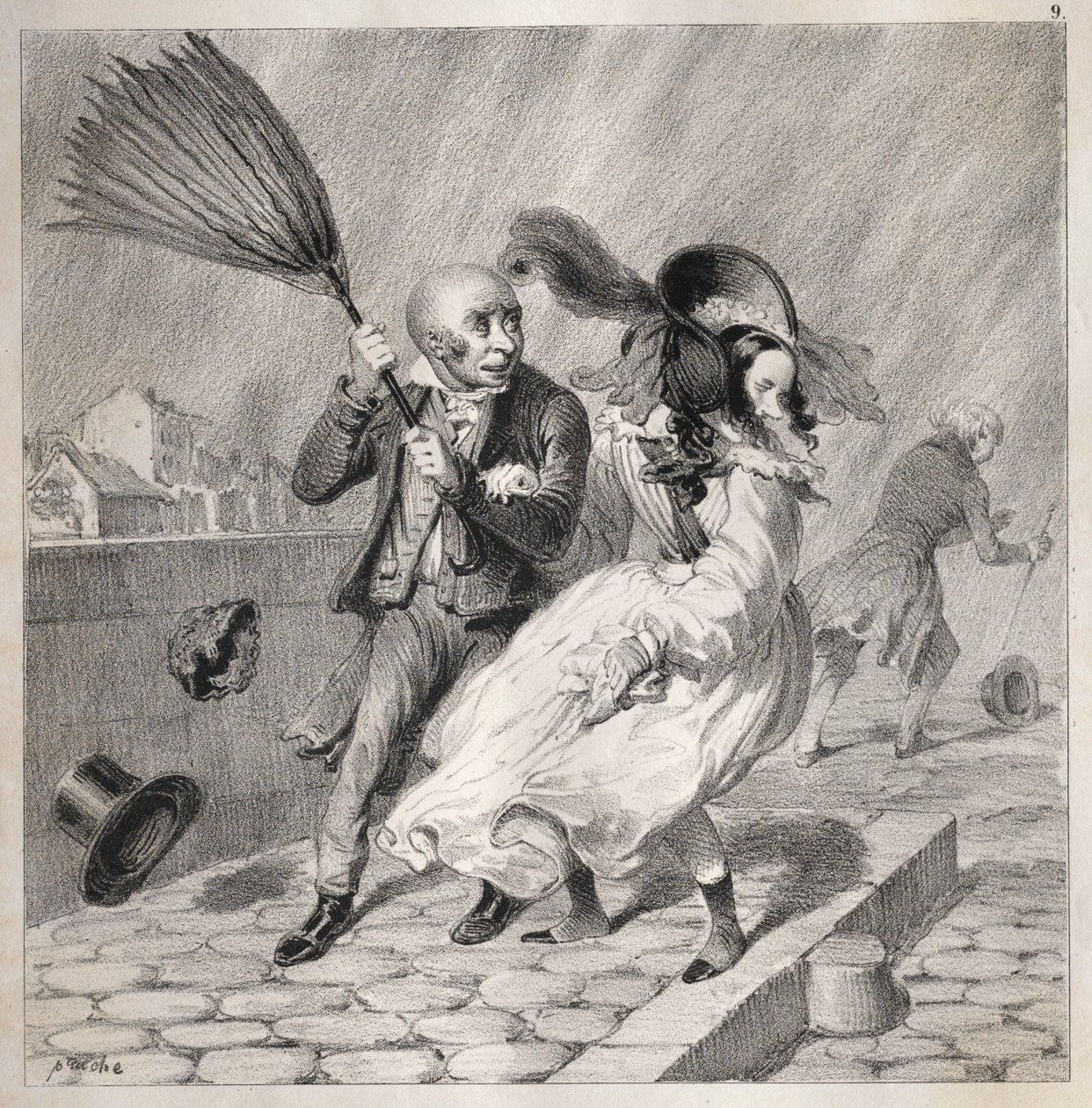 Bambochades: Látod, hogy jó idő van a barométeremben!...gazdag idő van a..., 1841. alkotó: Clémente Pruche