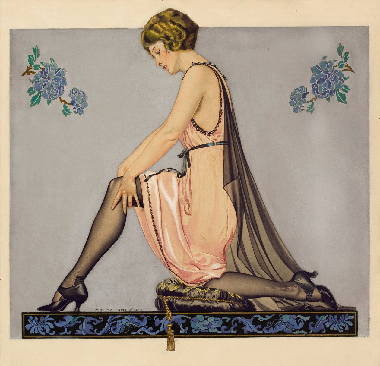 Illusztráció a Holeproof Hosiery Company prospektushoz, 1922. alkotó: Coles Phillips