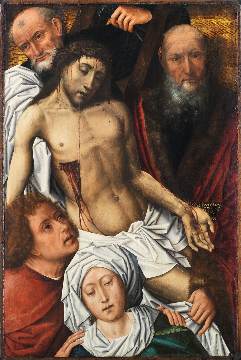 Leszállás a keresztről - Colijn De Coter festménye (1440 körül vagy 1445-1522 vagy 1532), olaj, fa, 1500 körül, 98x65 cm - A keresztről leszállás, olaj, fa, Colijn De Coter - Museo de Bellas Artes de Bilbao alkotó: Colijn de Coter