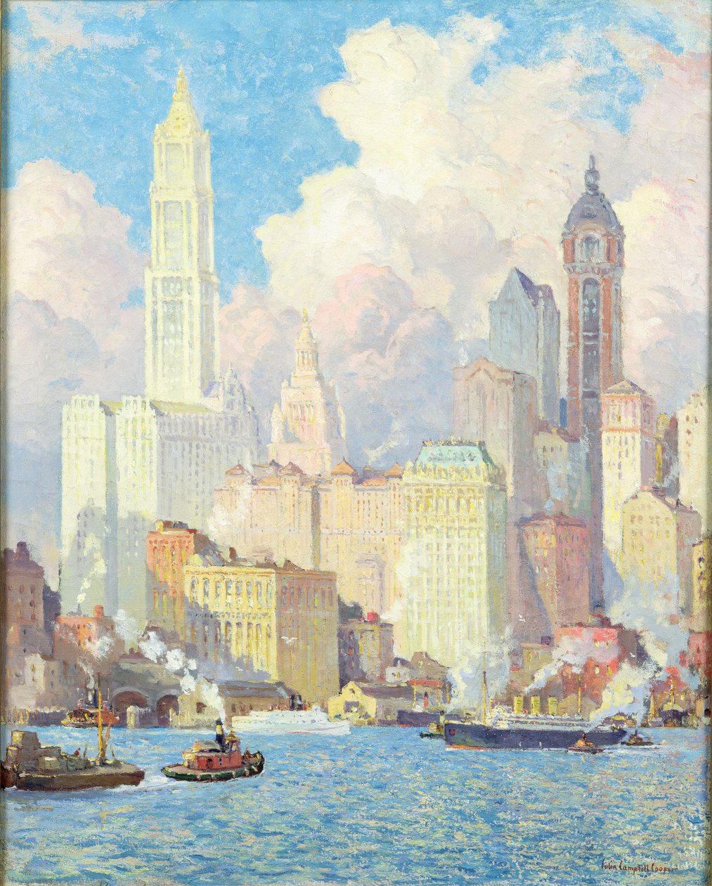 Hudson folyó vízpartja, New York alkotó: Colin Campbell Cooper