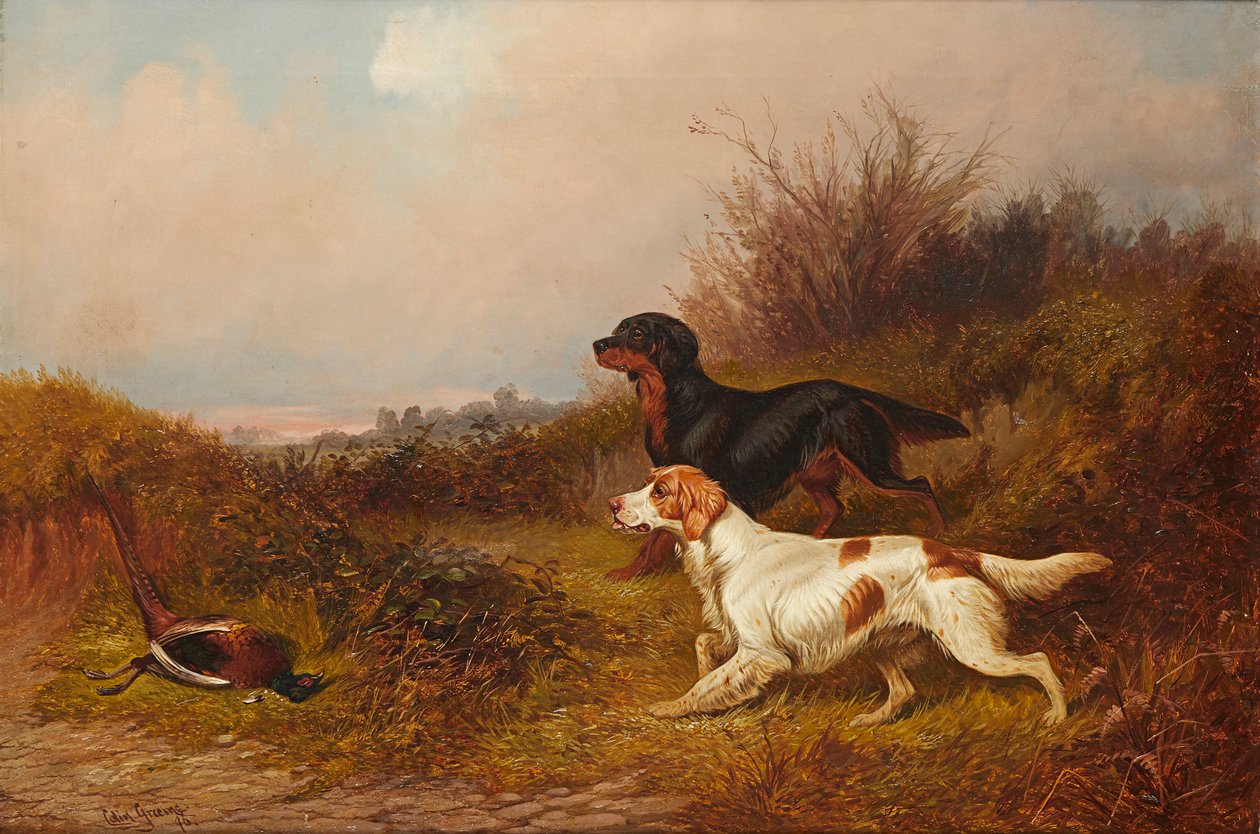 Retrieverek a munkahelyen (olaj, vászon) alkotó: Colin Graeme