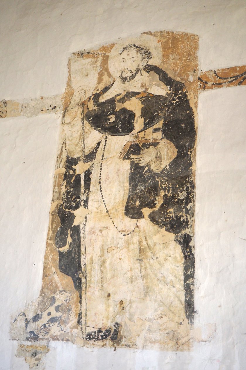 Santo Domingo de Guzman falfestménye, 18. század, Santo Ecce Horio kolostor, Barichara, Kolumbia (friss) alkotó: Colombian School