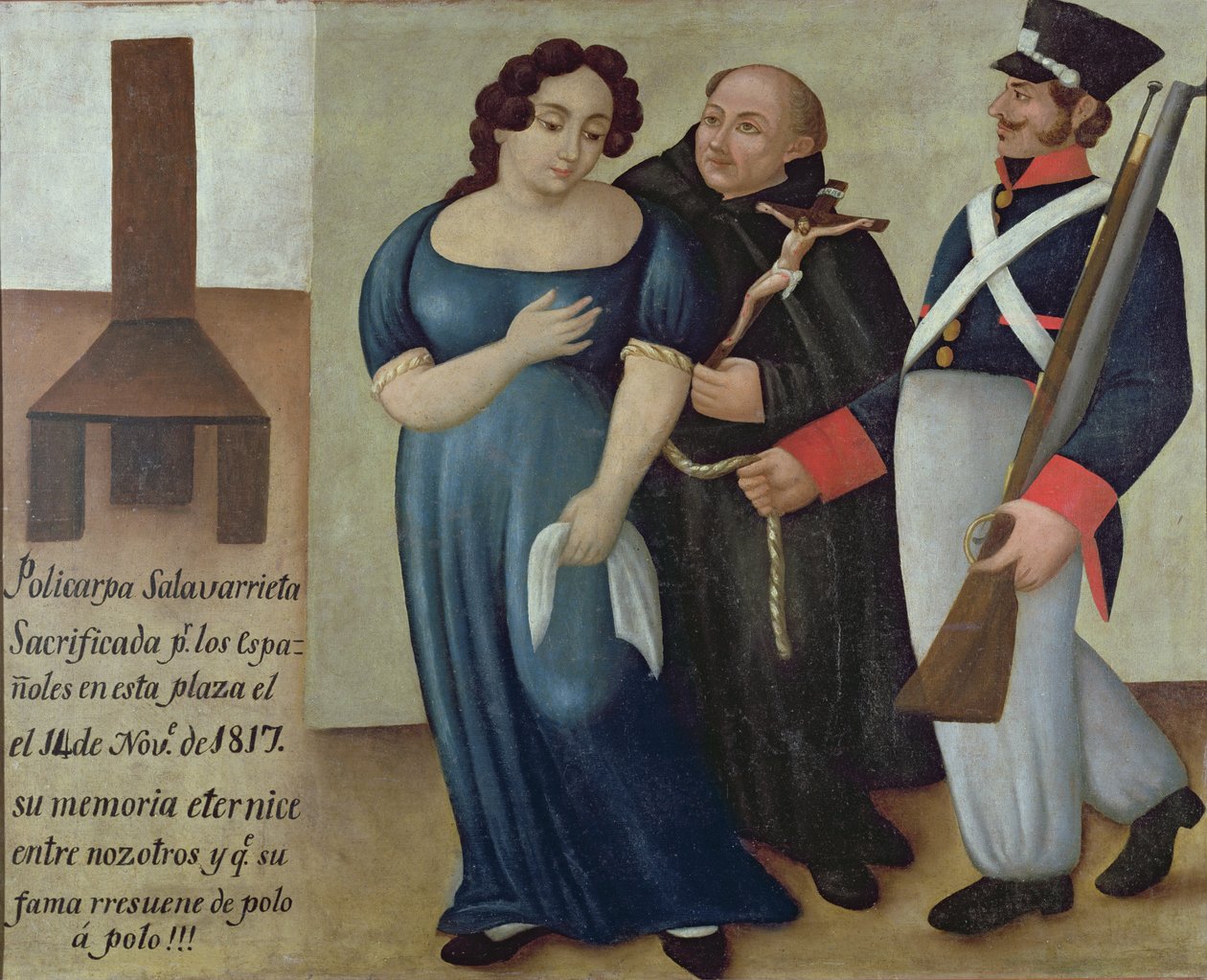 Policarpa Salavarrieta (La Pola) a bogotai kivégzés felé tartott 1817. november 14-én alkotó: Colombian School