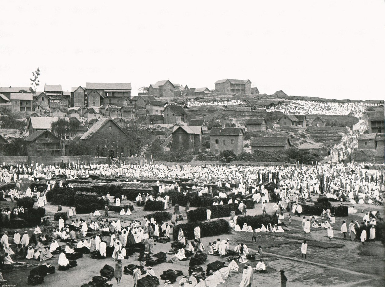 A piactér, Antananarivo, Madagaszkár, 1895. alkotó: Colonel Stewart