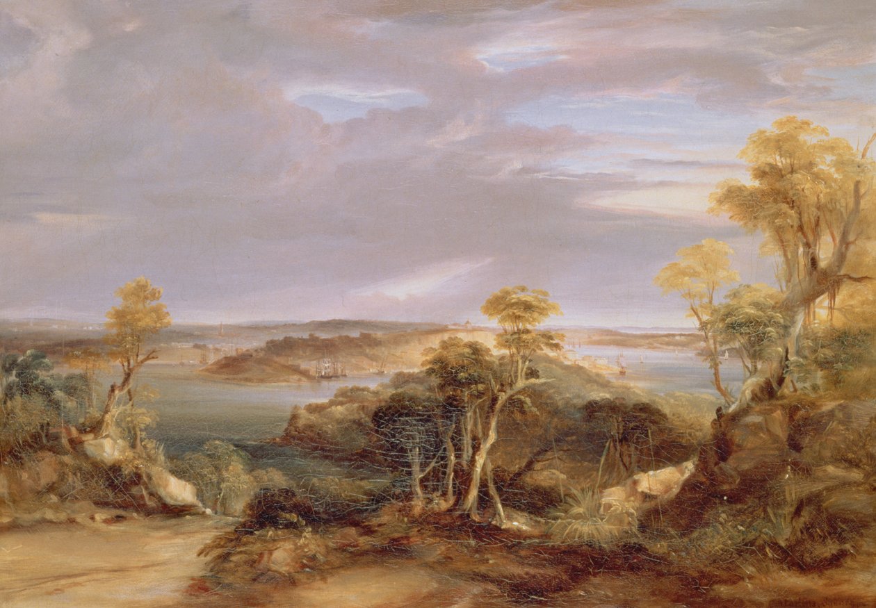 Sydney és a Botany-öböl az északi partról, 1840 alkotó: Conrad Martens