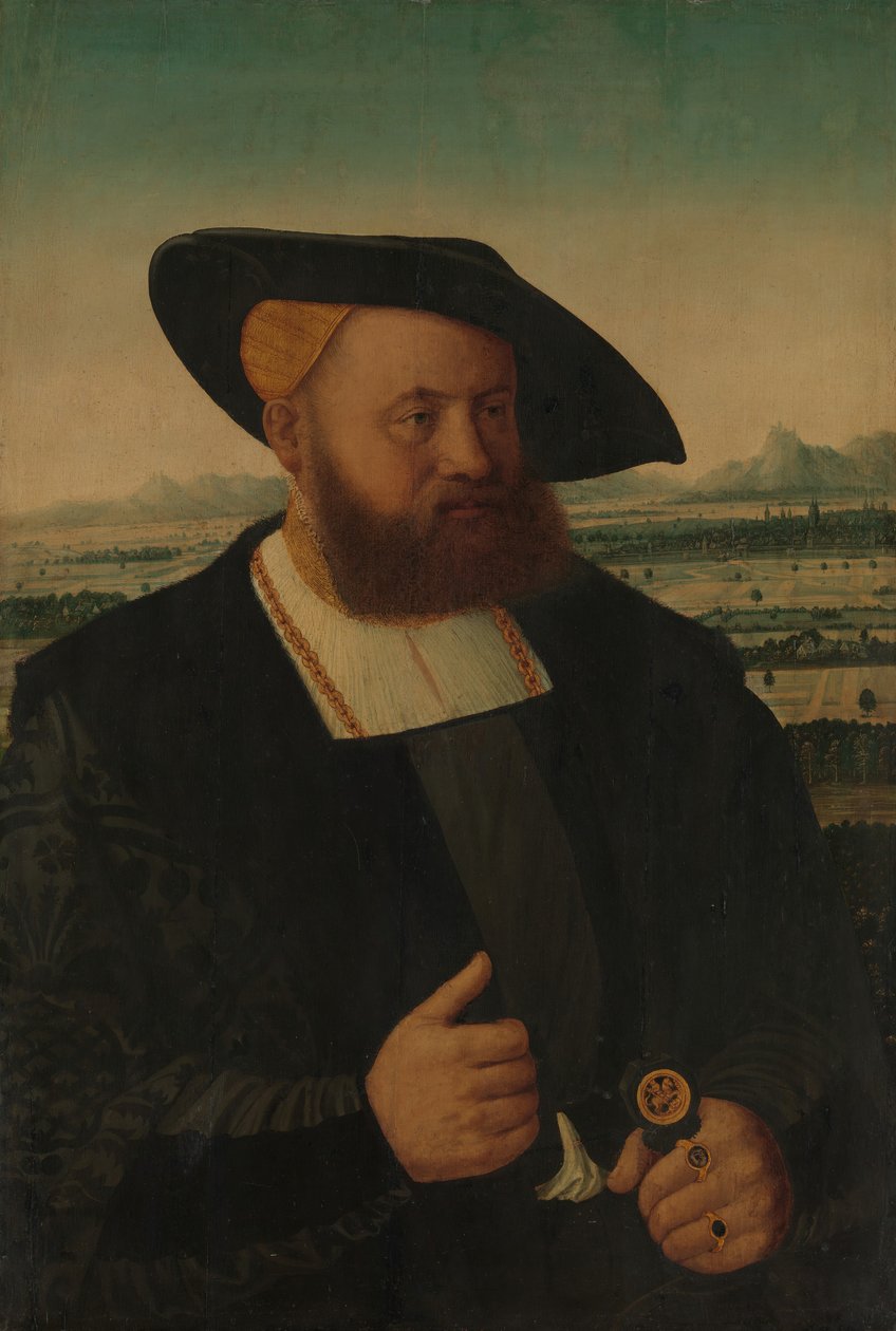 Portré egy férfi mór fejével a pecsétgyűrűjén. alkotó: Conrad Faber von Creuznach