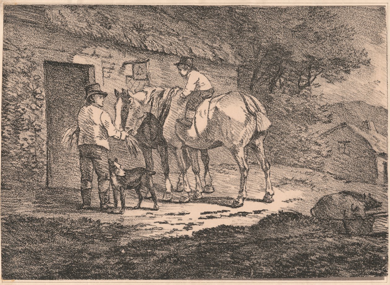 Lovak a Cottages ajtónál alkotó: Conrad Gessner
