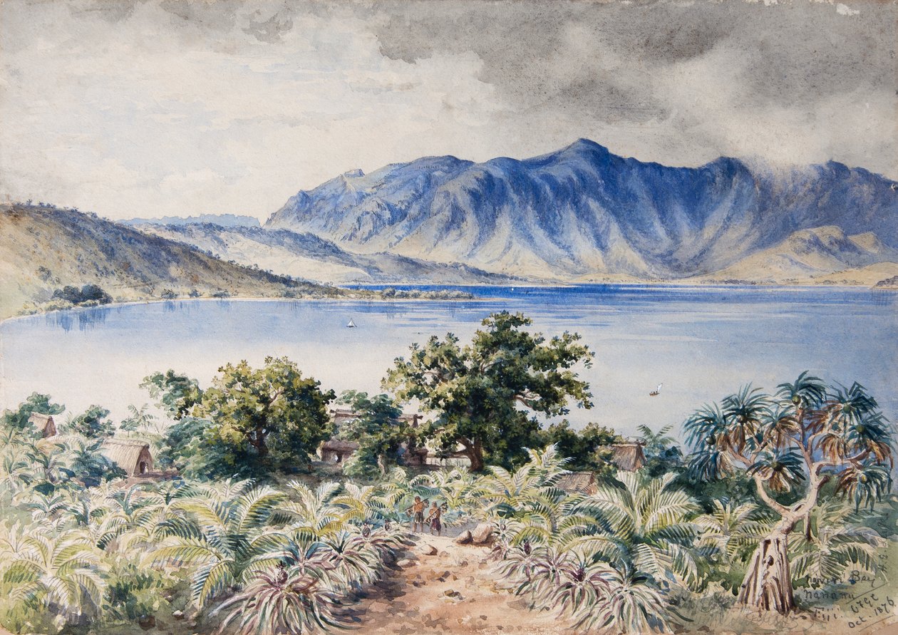 Naiviri Bay, Nananu, Fidzsi-szigetek 1876 (akvarell) alkotó: Constance Frederica Gordon Cumming