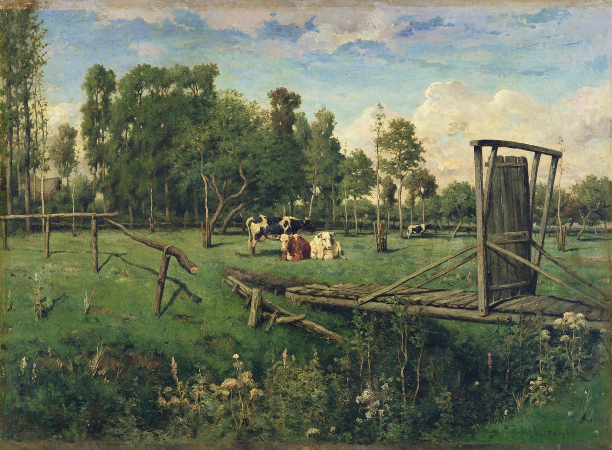 Legelő Normandiában (olaj, vászon) alkotó: Constant Emile Troyon