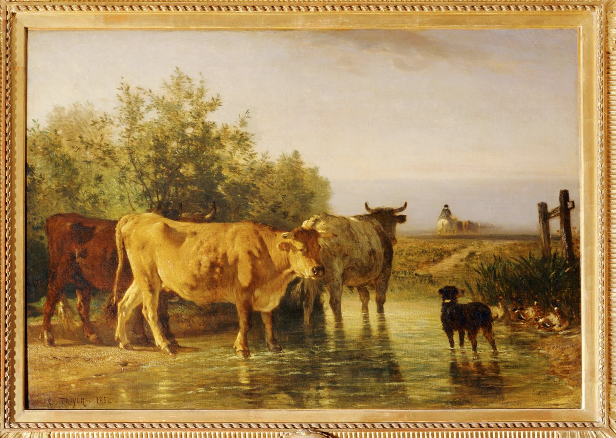 A csorda elhalad a gue ... alkotó: Constant Emile Troyon