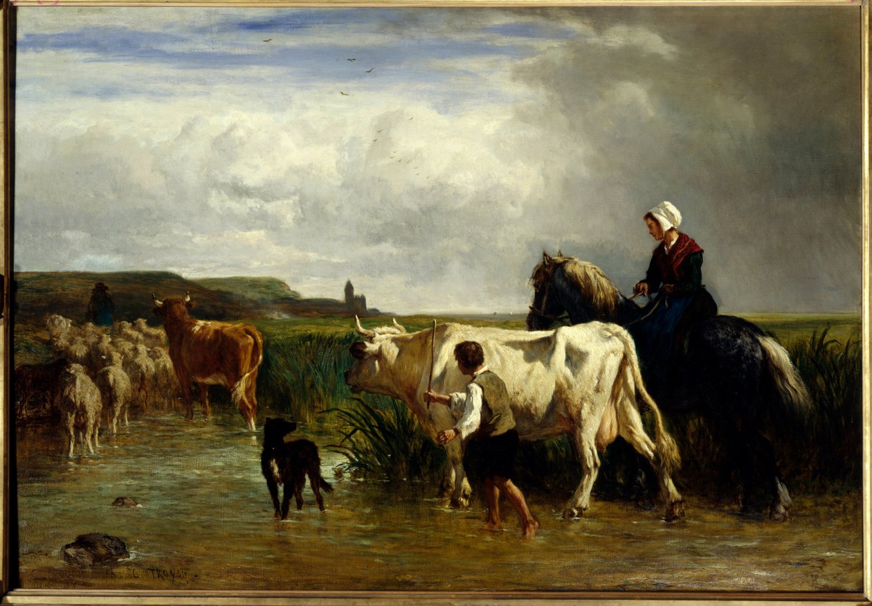 Le passage du gue Constant Troyon festménye (1810-1865) 19. század V. 1,15x1,65 m Párizs, Louvre Múzeum. alkotó: Constant Emile Troyon