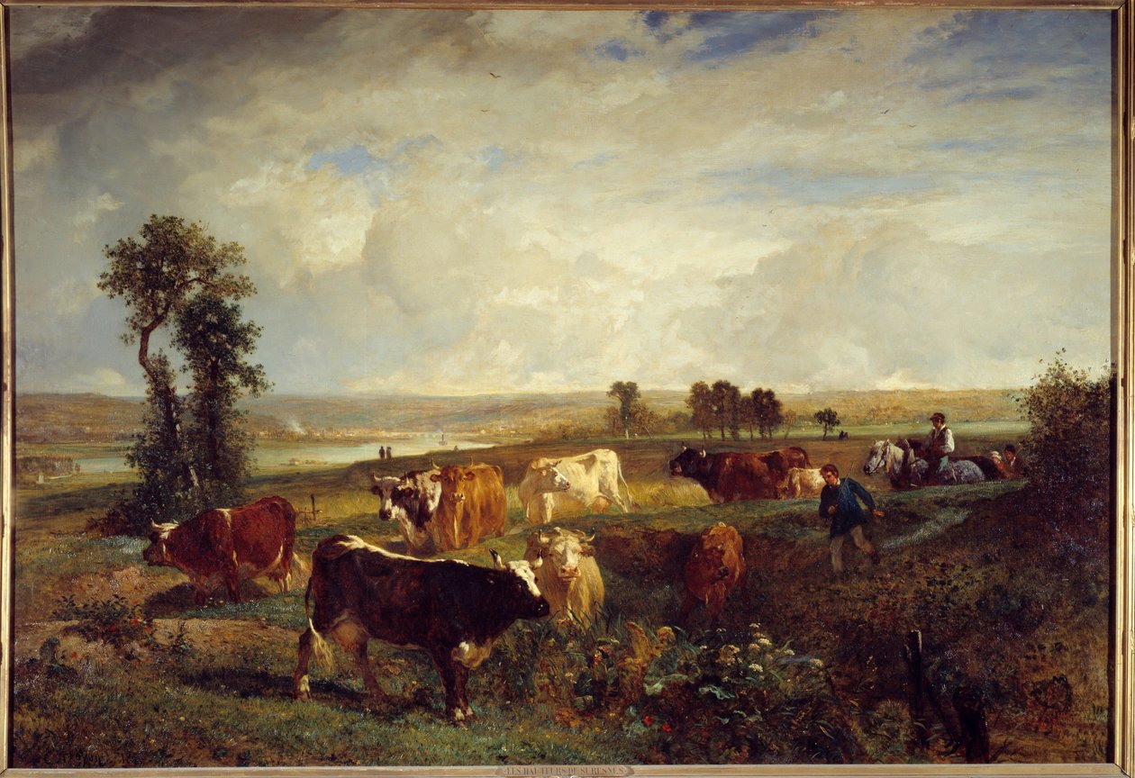 Kilátás Suresnes (Hauts de Seine) magaslatáról. Constant Troyon festménye (1810-1865) alkotó: Constant Emile Troyon