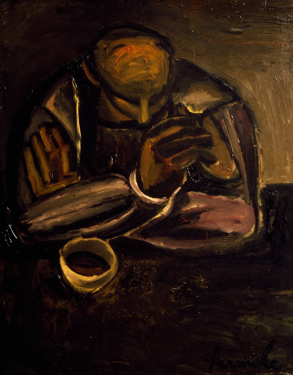 Férfi csészével alkotó: Constant Permeke