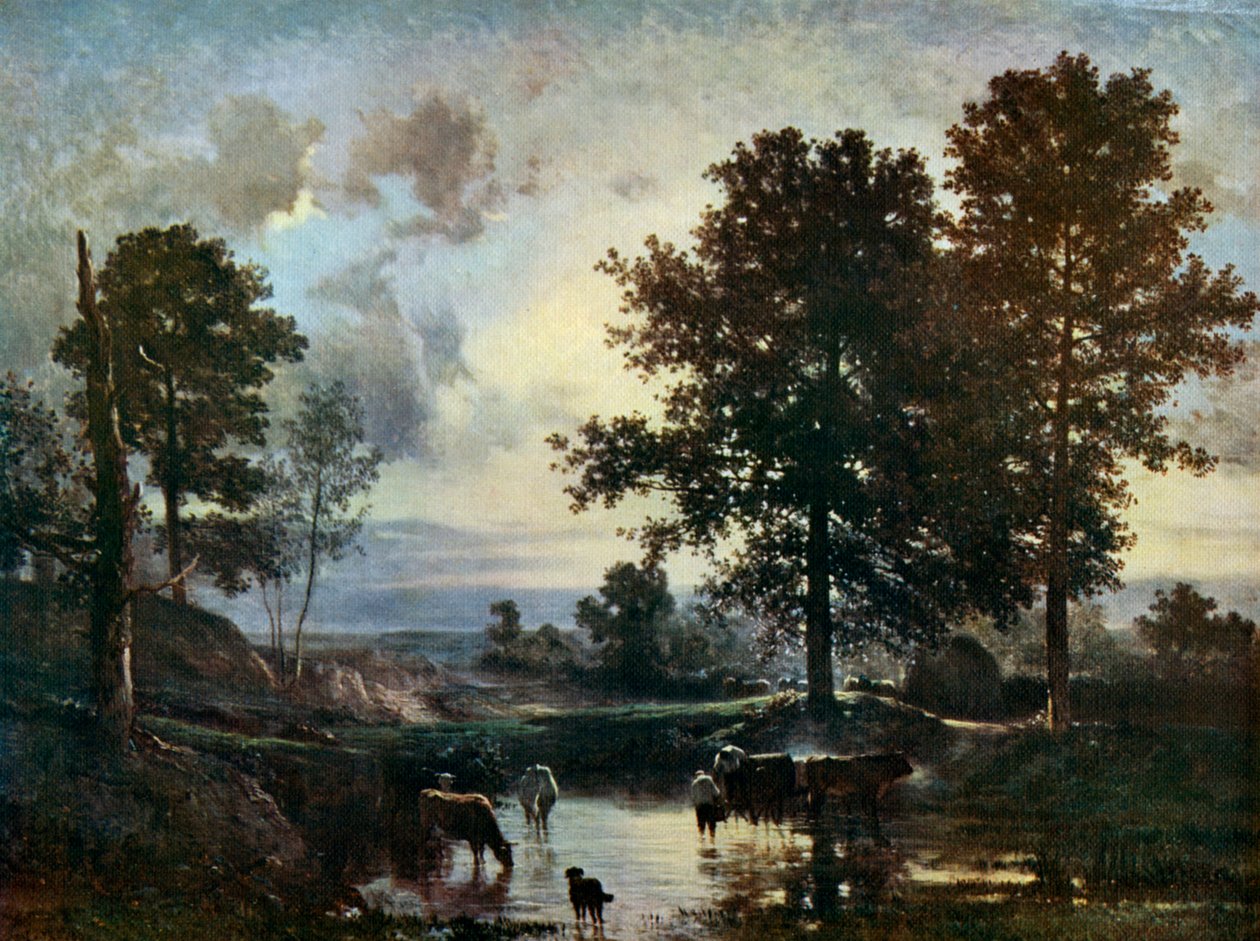 Szarvasmarha itatása, 1850-es évek eleje, 1912. alkotó: Constant Troyon
