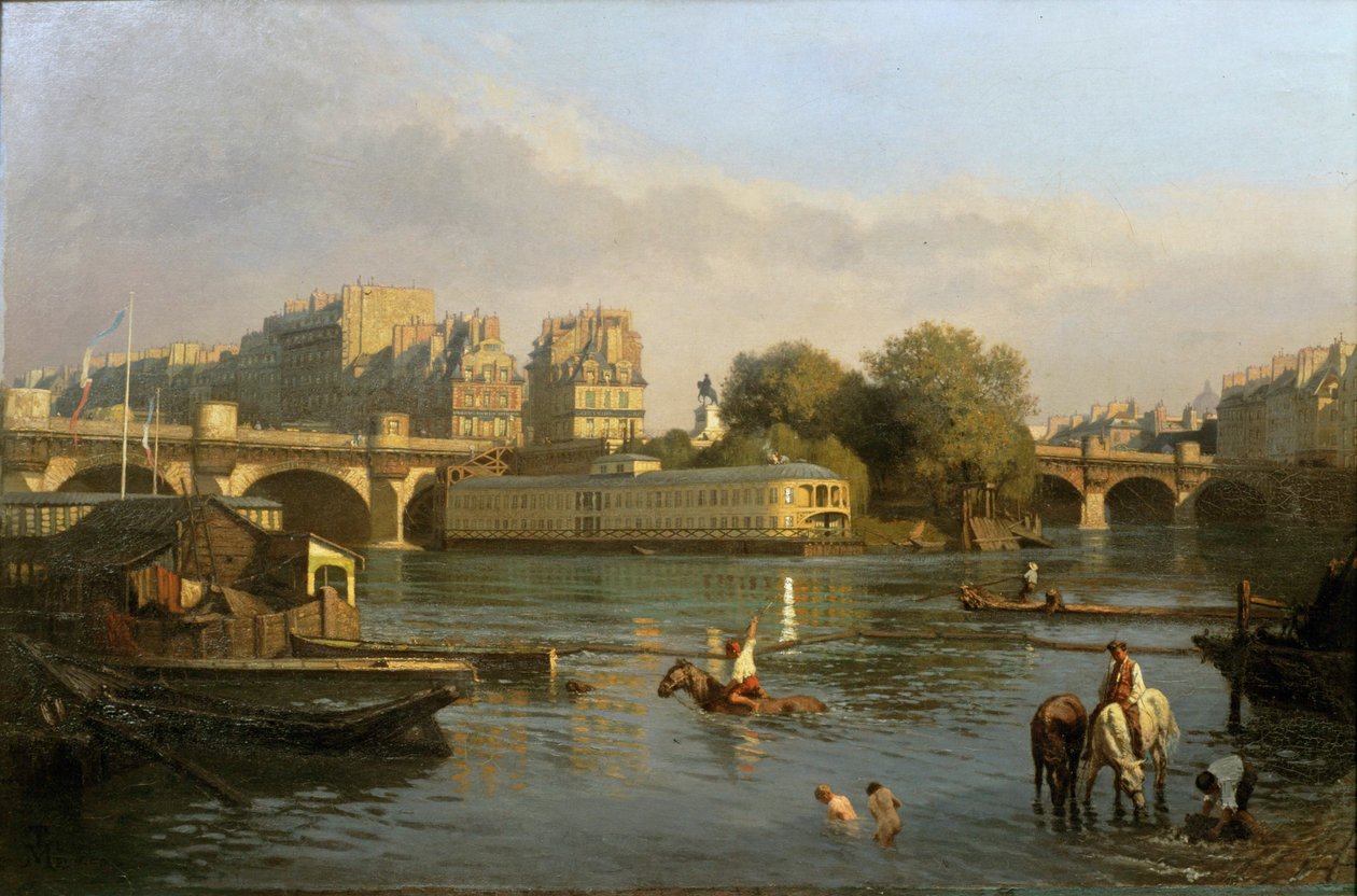 Pont Neuf és Ile de la Cite, Párizs ... alkotó: Constantin Emile Meunier