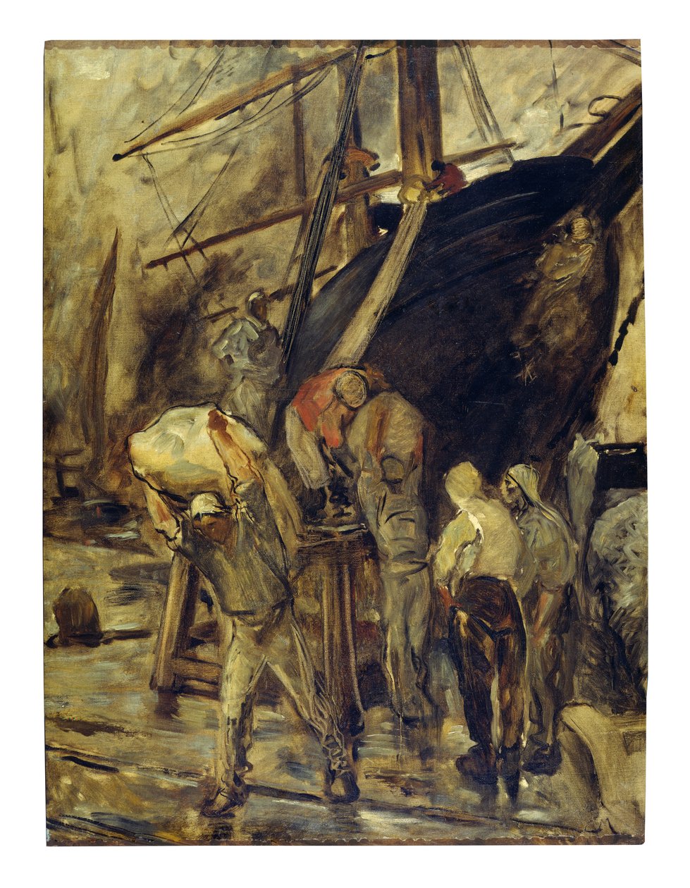 A hajó kirakodása (olaj, vászon) alkotó: Constantin Emile Meunier