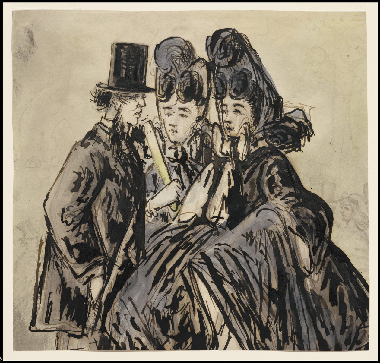 Egy úriember és két hölgy, 1860-as évek alkotó: Constantin Guys