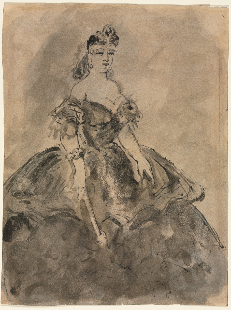 A Ball recto, La femme à léventail, Goya verso után, XIX. alkotó: Constantin Guys