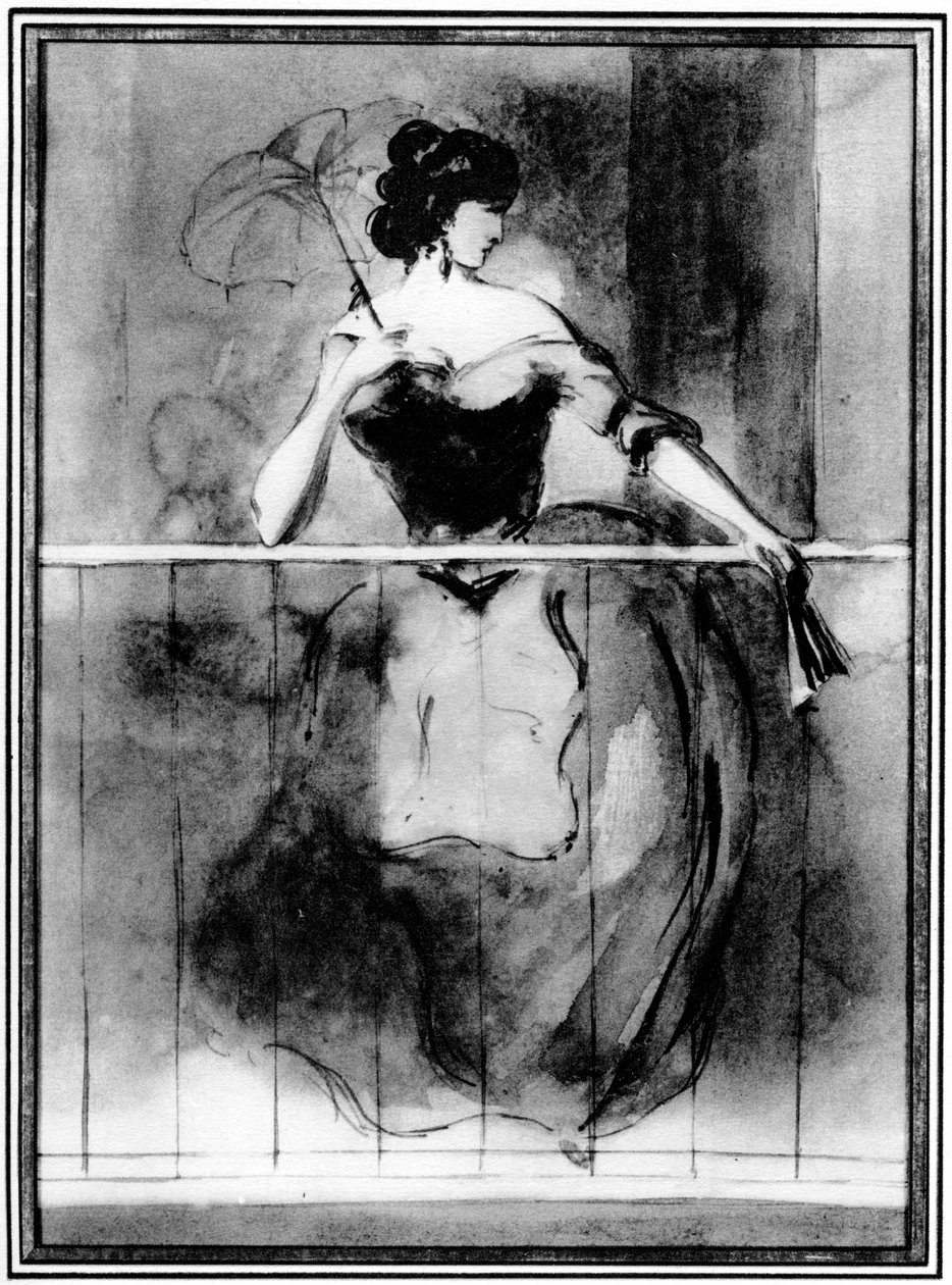 Hölgy az erkélyen, 19. század, 1930. alkotó: Constantin Guys