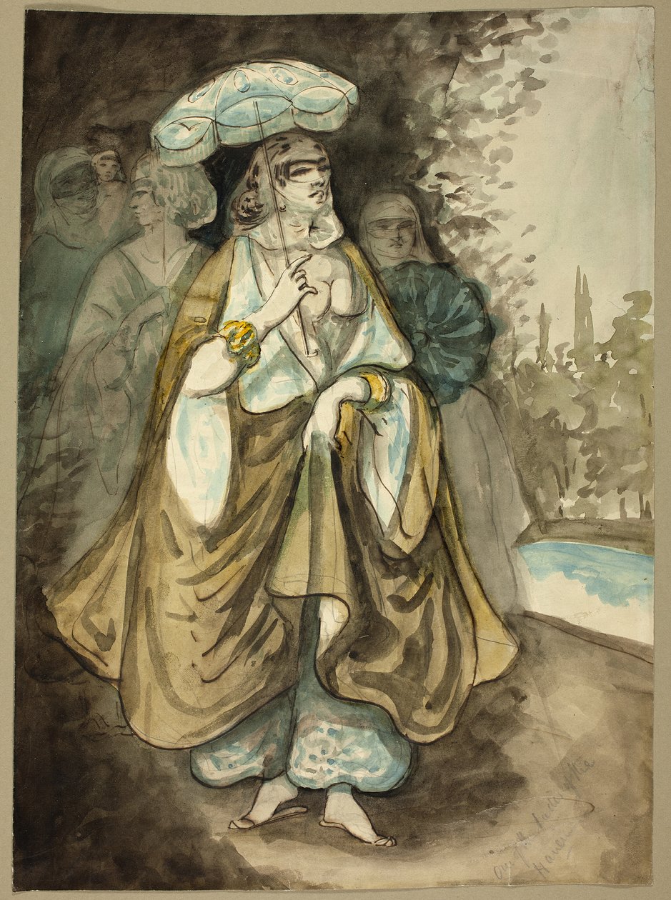 A Hárem egyik hölgye (recto); Egy táj töredéke (fordítva) alkotó: Constantin Guys