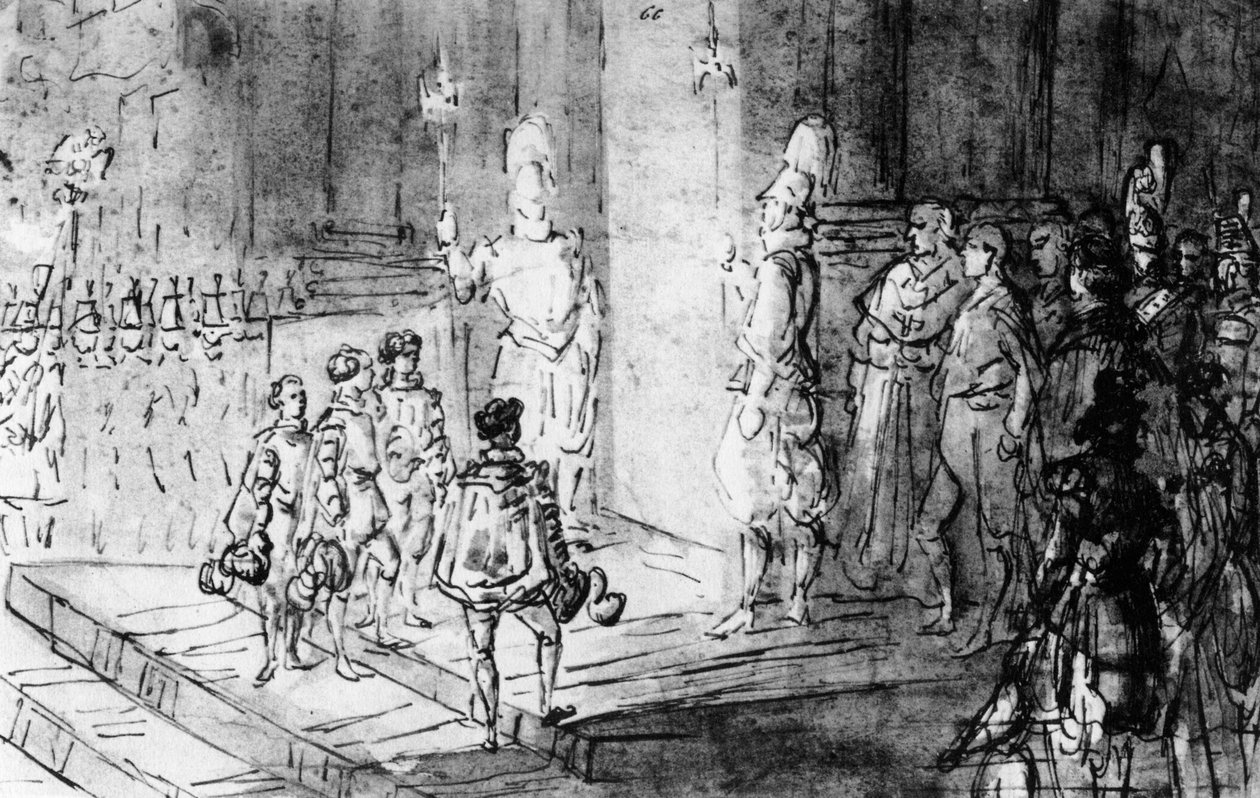 Svájci gárda és francia katonák a Vatikánban, 1930. alkotó: Constantin Guys