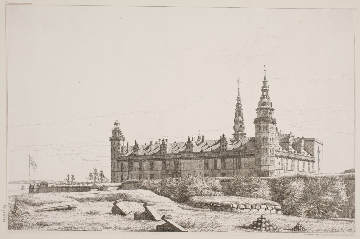 Dán: Kronborg az északnyugati oldalról nézve alkotó: Constantin Hansen