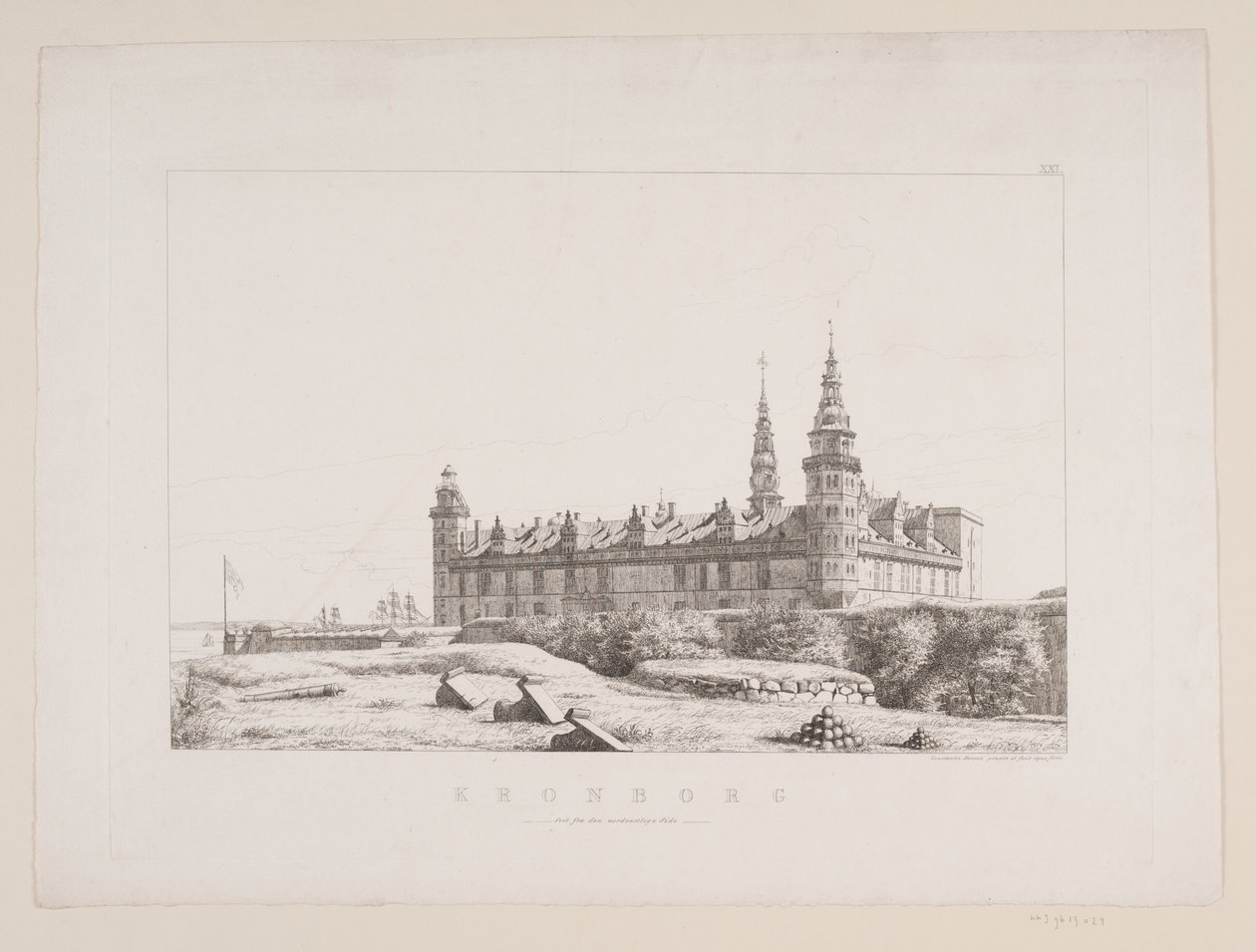 Dán: Kronborg az északnyugati oldalról nézve alkotó: Constantin Hansen