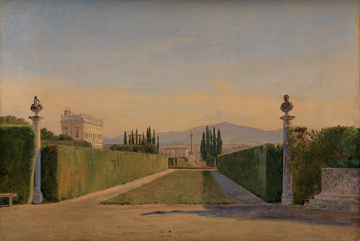 A Villa Albani kertjében, Rómában alkotó: Constantin Hansen