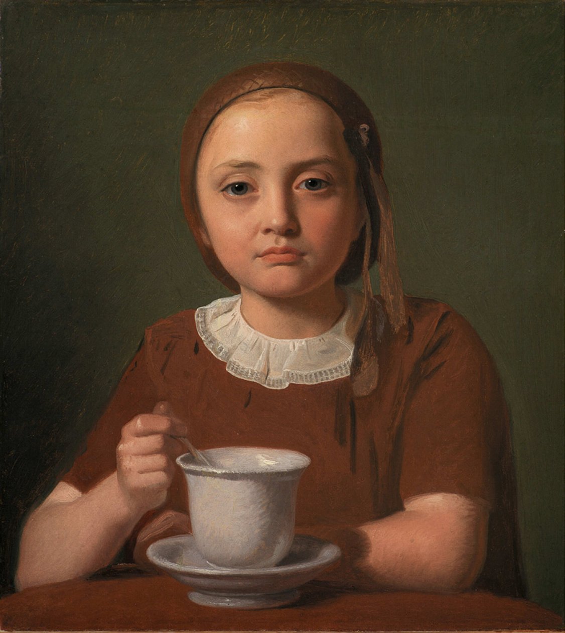 Kislány, Elise Købke, előtte egy kupával, 1850. alkotó: Constantin Hansen