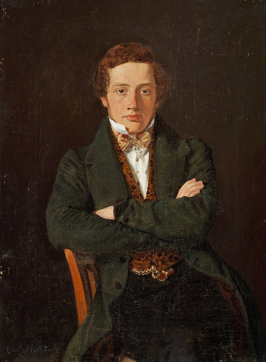 Martin Hammerich (1811-1881) későbbi professzor portréja, háromnegyedes portré, arckép, en face alkotó: Constantin Hansen