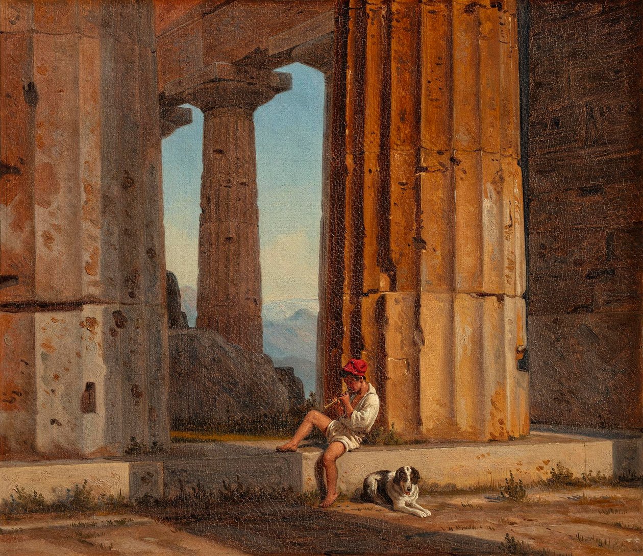 Kilátás a Paestumban található Poszeidón-templomra alkotó: Constantin Hansen