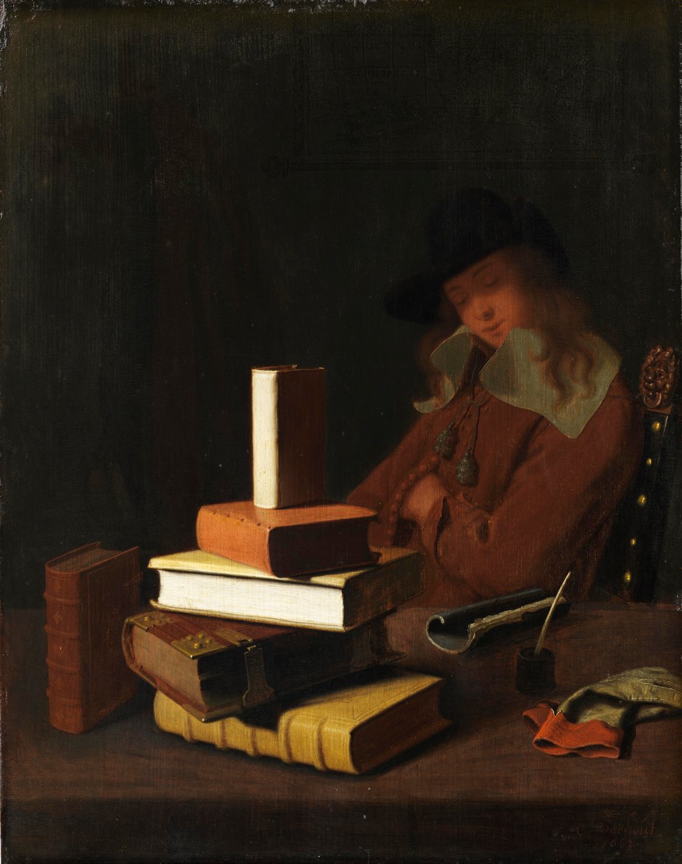 Az alvó diák, 1663 alkotó: Constantin Verhout or Voorhout