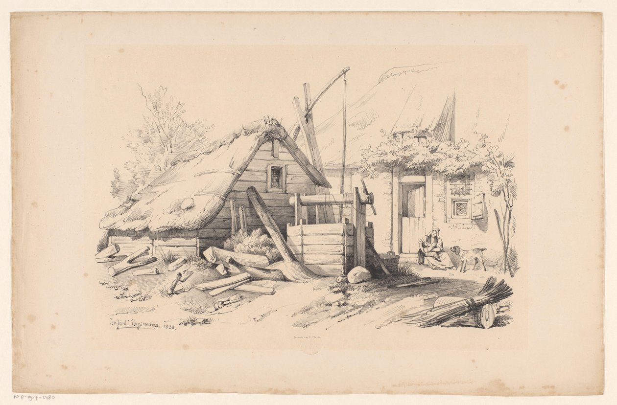 Farm kúttal A táj (sorozat címe) alkotó: Constantinus Cornelis Huysmans