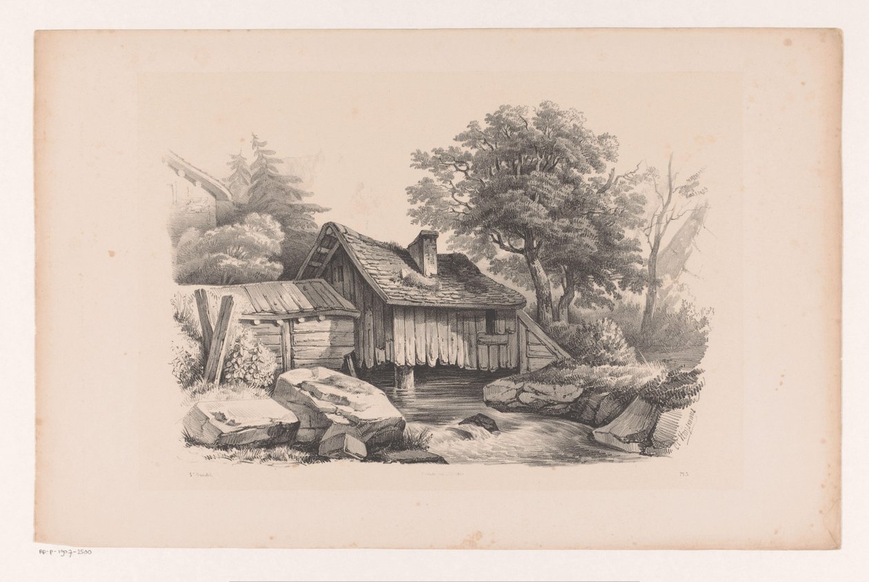 Faház a folyó felett A táj (sorozat címe) alkotó: Constantinus Cornelis Huysmans