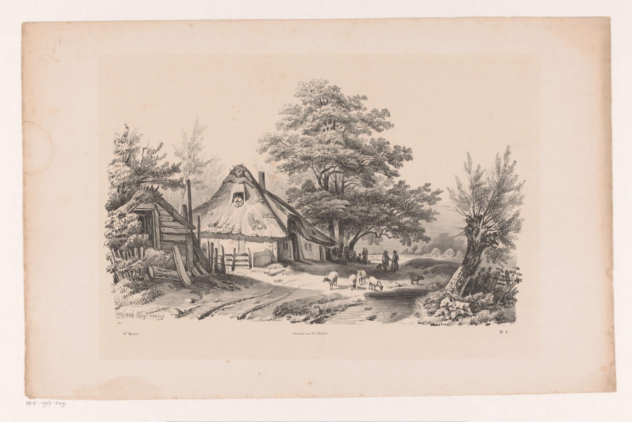 Országút tanyával A táj (sorozat címe) alkotó: Constantinus Cornelis Huysmans