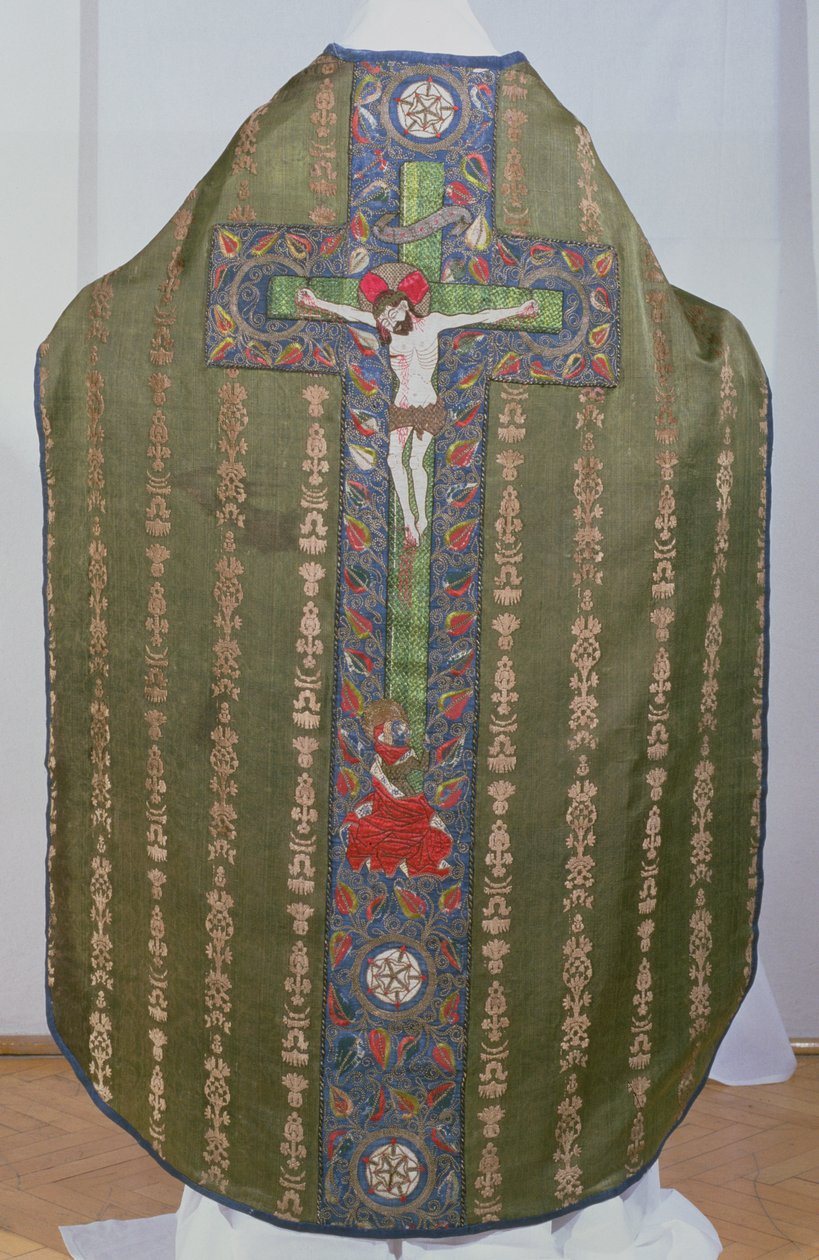 Zöld templom Mária Magdolnával a kereszt lábánál, 1482 (bársony, vászon, szatén és hímzés) alkotó: Convent Workshop of St. Bridget
