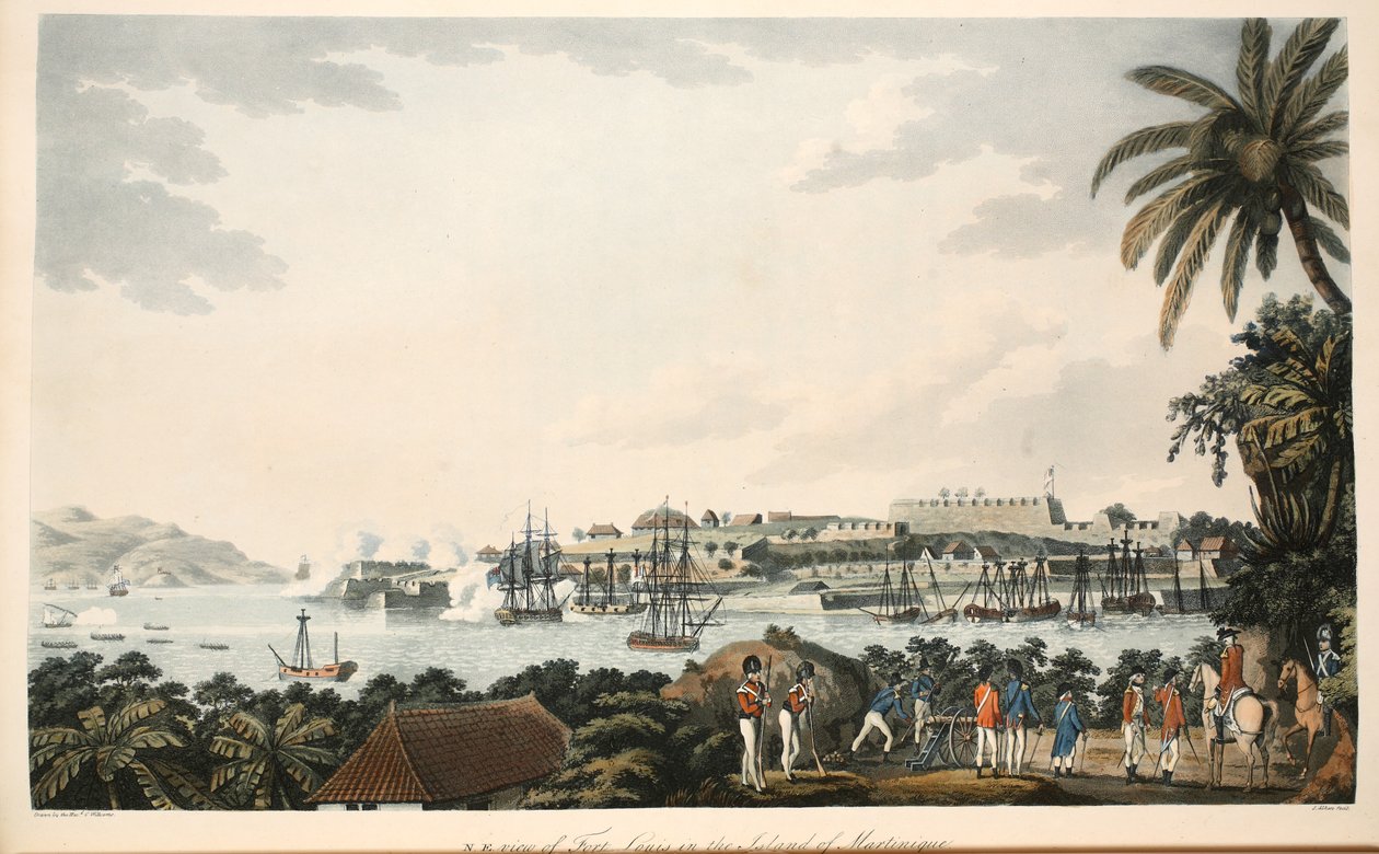 N.E. Fort Louis kilátása Martinique szigetén, illusztráció az „An Account of the Campaign in the West Indies” című könyvéből, Cooper Williams tiszteletes, S. Allen litográfiája, pub. London 1796 alkotó: Cooper Willyams